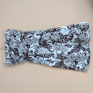 3/4 B. Darlin Brown And Blue Floral Strapless Dress Zip Back Y2K